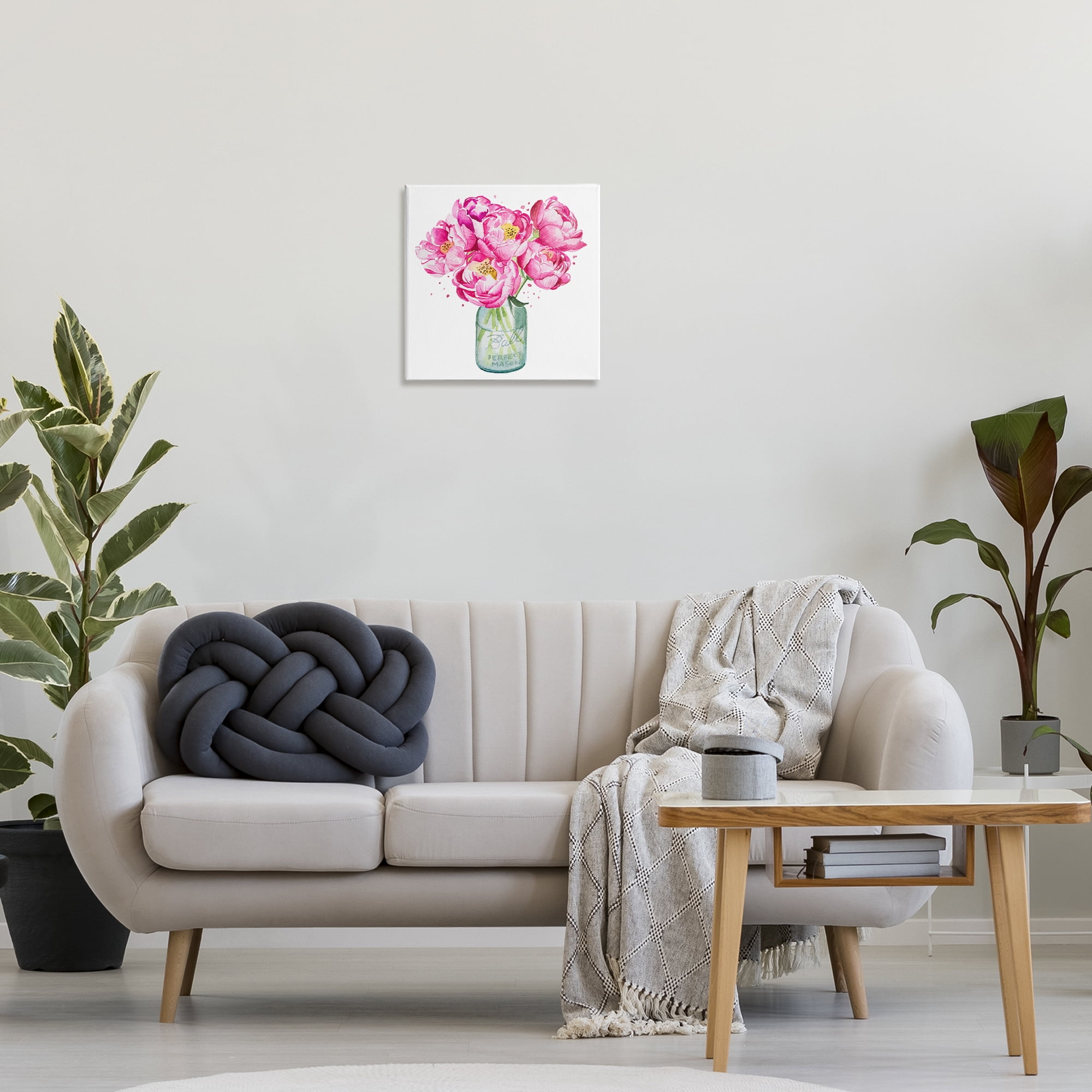 Stupell Industries Pink Peony Jar Botanical & Floral Painting Gallery Wrapped Canvas Art Print Wall Art, 17 x 17