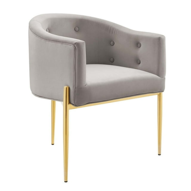 Modway Fauteuil d'Appoint en Velours Performant Capitonné, Gris Pâle