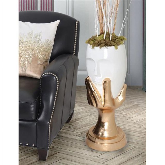 AFD Home 12020110 Pondering Hand Vase, Gold & White
