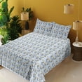 thumbnail image 2 of Ambesonne Hibiscus Fitted & Flat Sheet with Shams 4 Pcs Set, Aloha Hawaii Boho Floral, Full, Pale Azure Blue and Apricot, 2 of 5