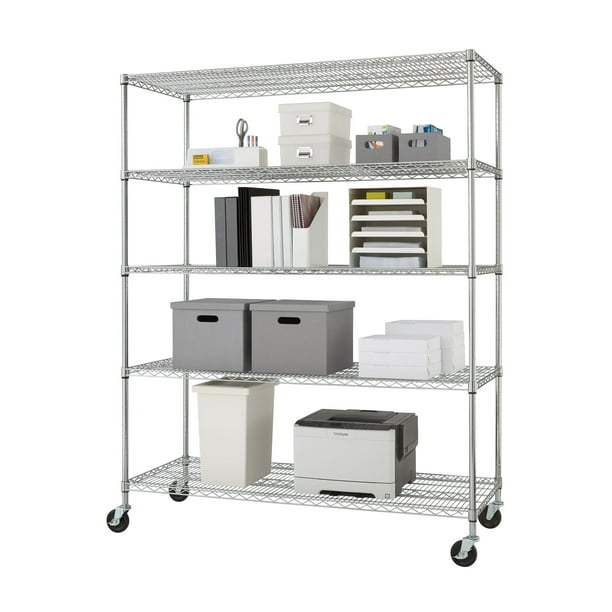 Trinity 60 W X 24 D X 72 H 5 Shelf Nsf Wire Shelving Unit With Wheels 4000 Lb Capacity Chrome Walmart Com Walmart Com