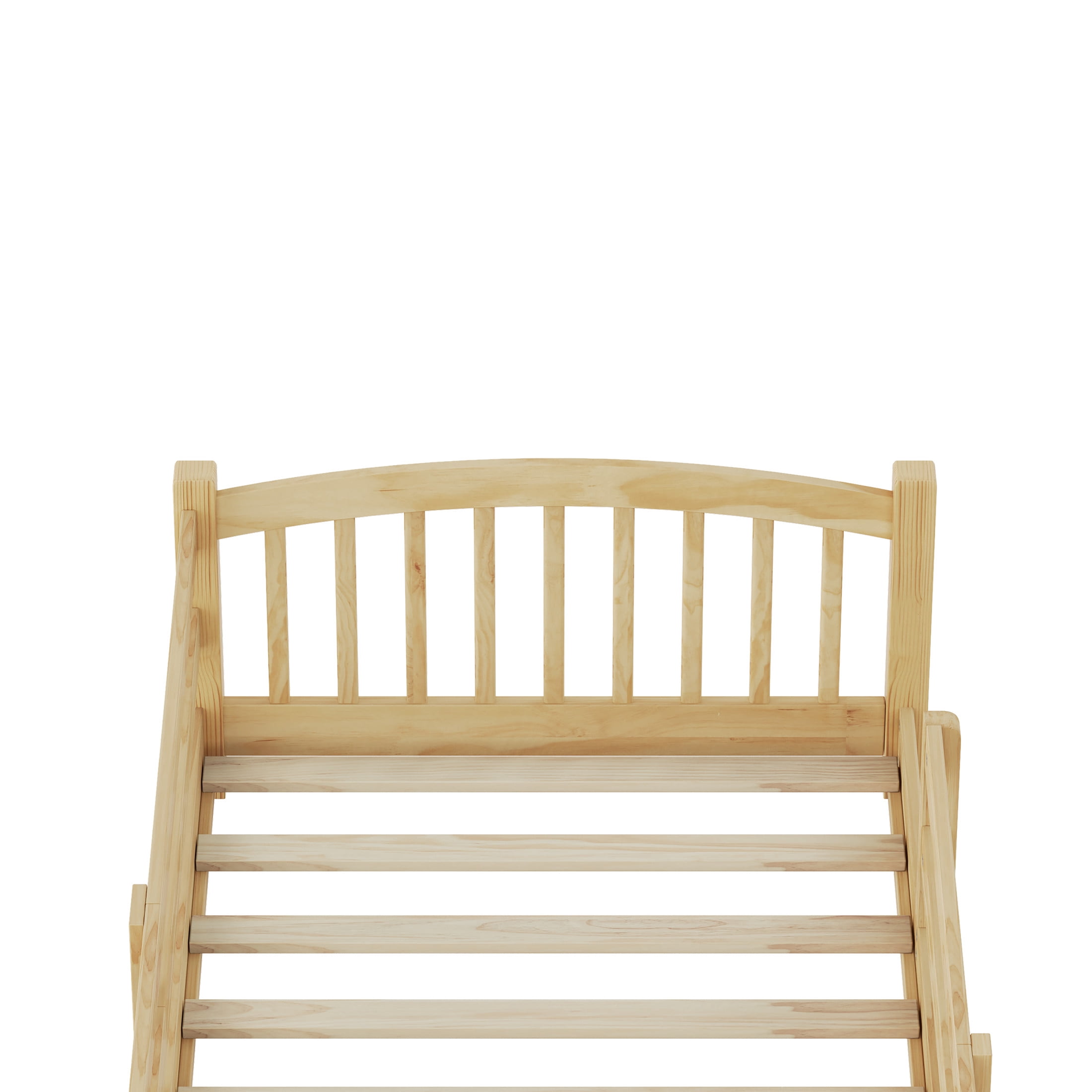 Noble House Twin Floor Bed with Slats, Safety Guardrails, Solid Wood Frame, Natural