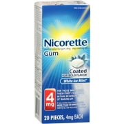 Nicorette 4 mg Coated White Ice Mint 20 Each (Pack of 6)