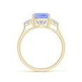 thumbnail image 2 of ANGARA Natural Cushion 2.15 ct Tanzanite & Trillion Aquamarine 3 Stone Ring in 14K Yellow Gold for Women (Size-8mm) | December Birthstone, Anniversary, Jewelry Gift for Women | Natural Tanzanite Ring, 2 of 9