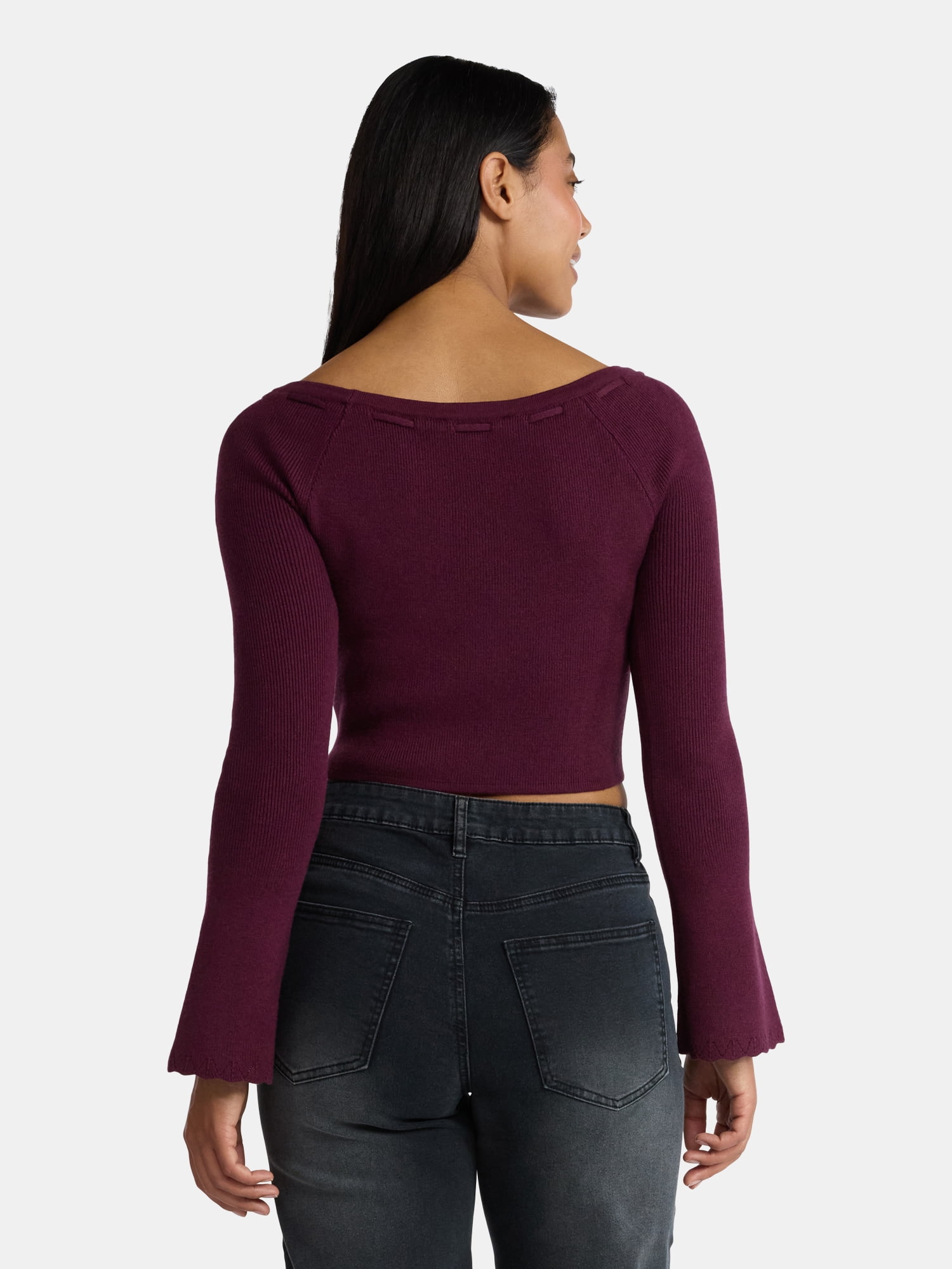 Madden NYC Women's Ribbon Top with Long Sleeves, Sizes XXS