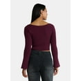 thumbnail image 3 of Madden NYC Women's Ribbon Top with Long Sleeves, Sizes XXS-XXL, 3 of 5