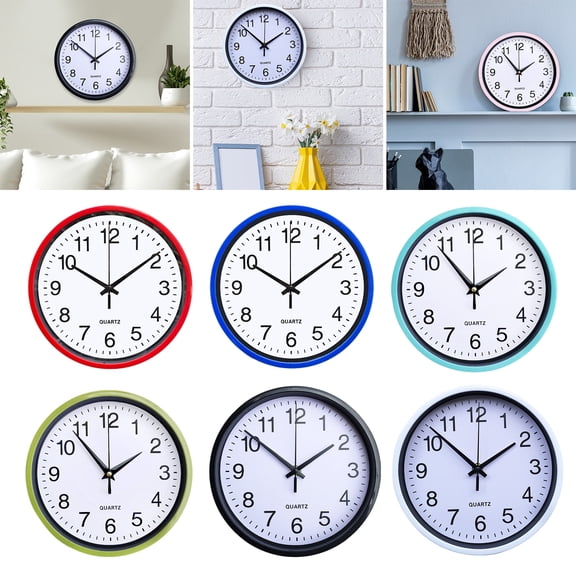 Tnobhg 8 Inch Wall Clock Silent Non-Ticking Hanging Clock Large Number Round Clock for Home Office Decoration