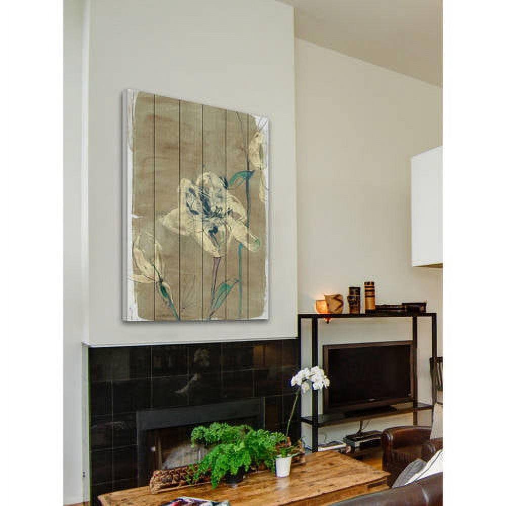 "Floral Vignette II" Painting Print on White Wood