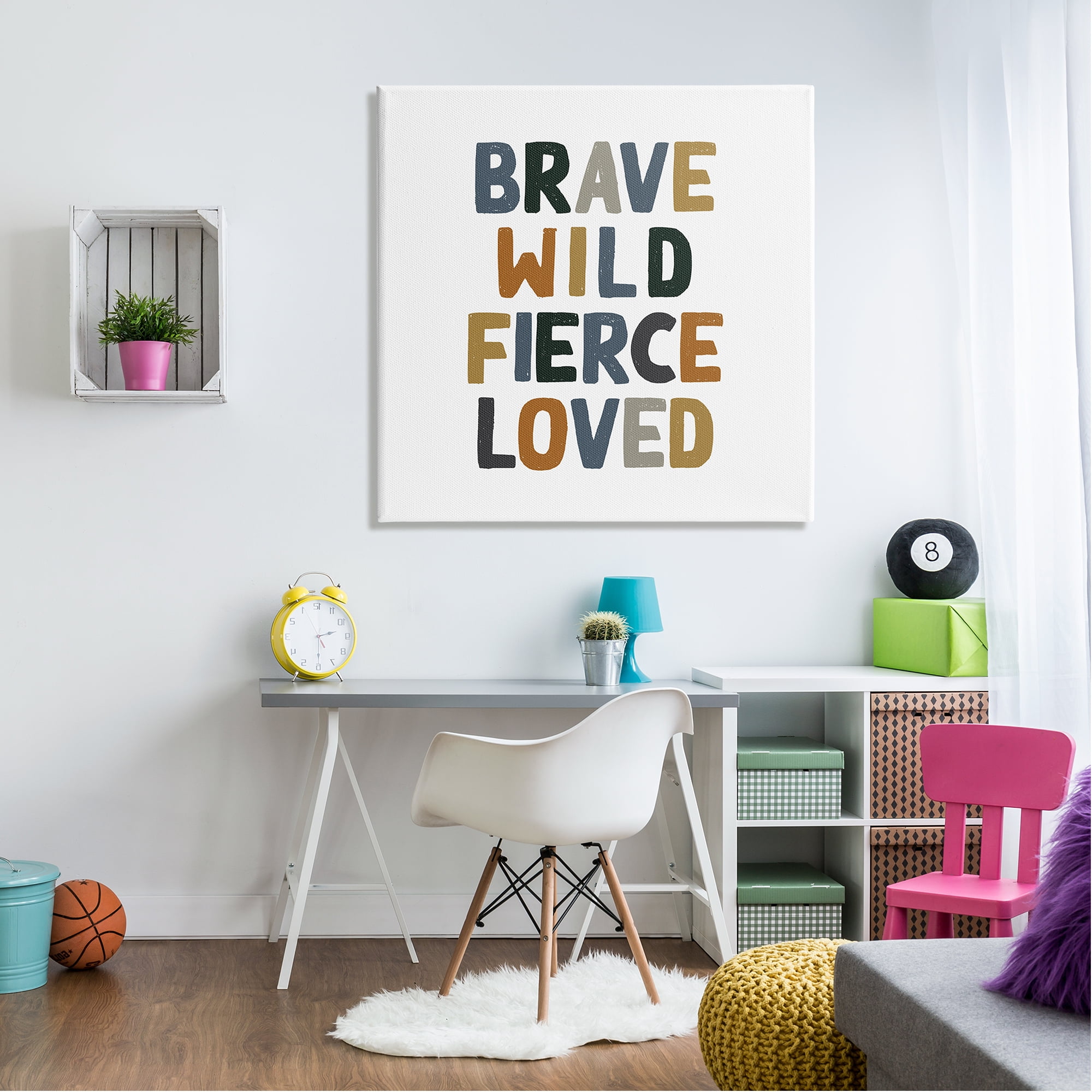 Stupell Industries Brave Wild Fierce Loved Inspirational Text Saying , 36 x 36, Design by Valerie Wieners