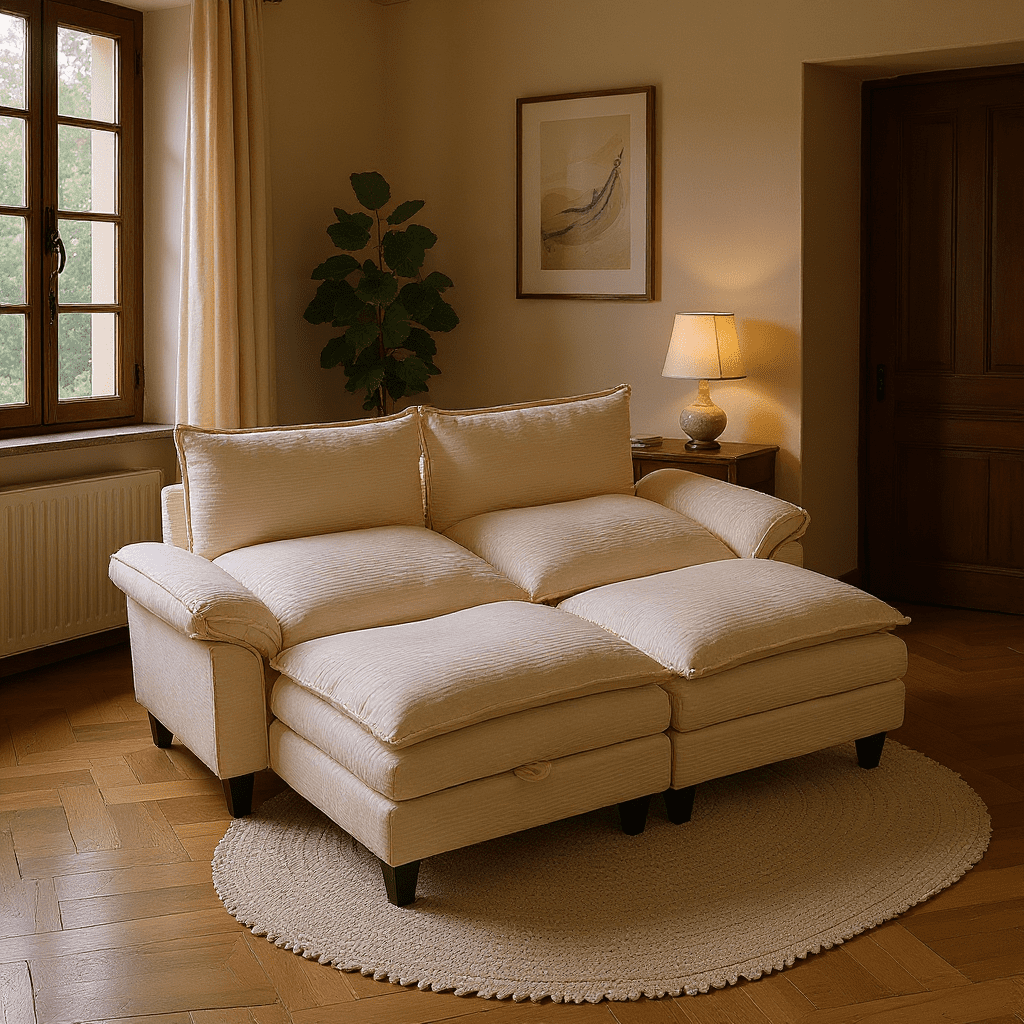 Gewnee Modular Cloud Sectional Sofa Deep Seat Oversized Loveseat with Ottoman Free Combination Modular 4 Seat Upholstered Convertible Couch Upholstered Sofa Bed Set