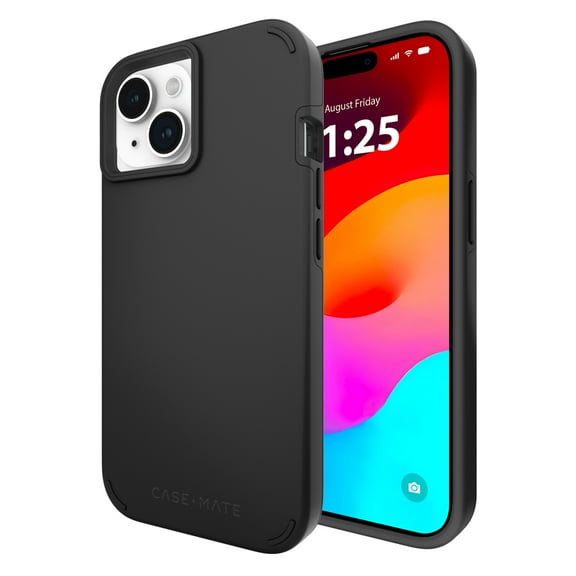 Case-Mate Tough Duo Apple iPhone 15 Case [Wireless Charging Compatible] - 12ft Drop Protection - Black