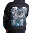 thumbnail image 2 of Hot Leathers GLZ4345 Women's 'Angel Roses' Zip Up Hooded Black Sweat Shirt Large, 2 of 2