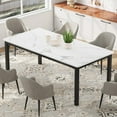 thumbnail image 1 of Industrial Dining Table, Rectangle Dining Table for 6-8 People, Kitchen Table with Metal Legs, Wooden Conference Tables Writing Desk for Dining Room, Living Room, 1 of 7
