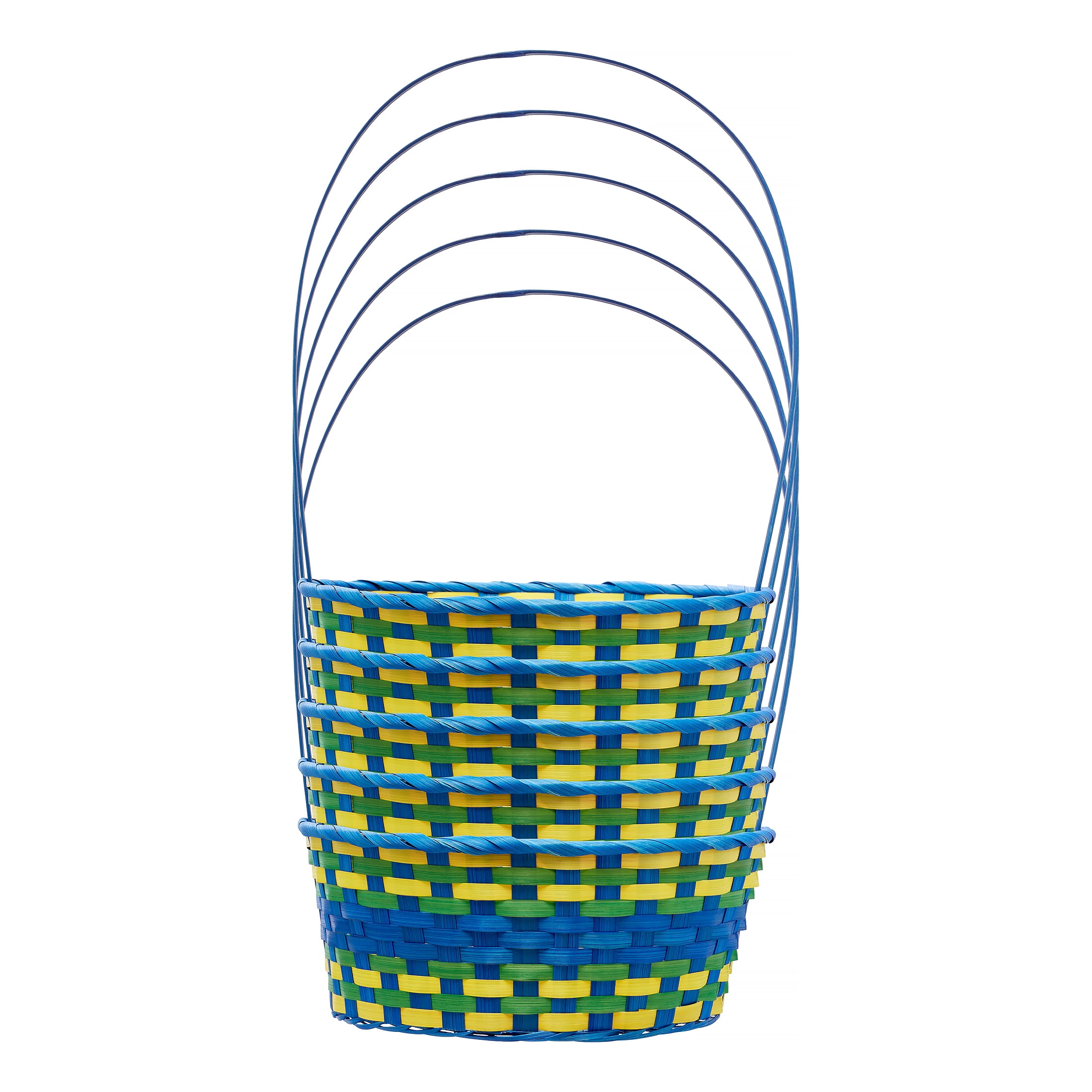 Way to Celebrate Large Round Bamboo Easter Basket, Multi Blue, 5 Count