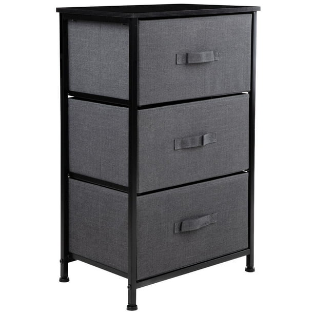 Comoda Cajonera de 3 Cajones Mueble Organizador Tela Madera gris M
