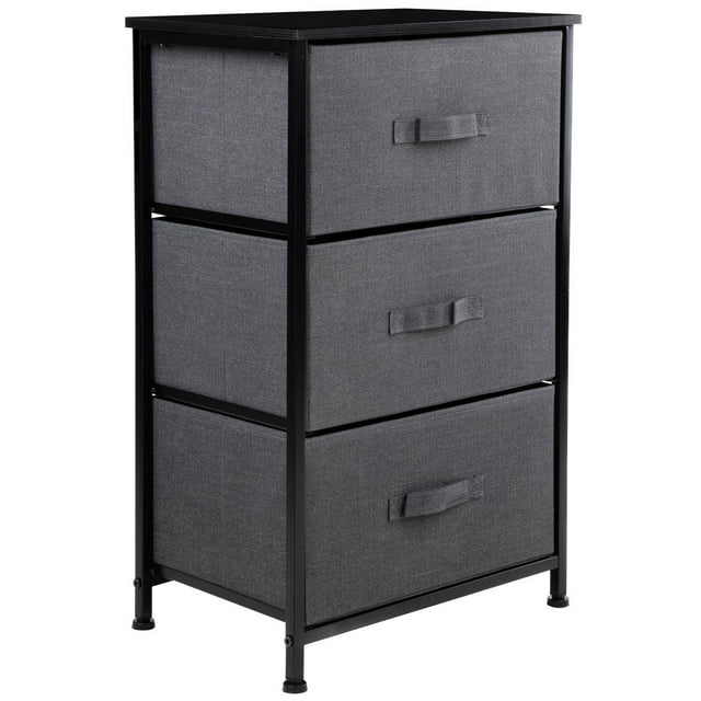 Comoda Cajonera de 3 Cajones Mueble Organizador Tela Madera gris M