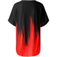 thumbnail image 6 of Summer Tops for Women Casual Flame Printed Tunic Short Sleeve V Neck Loose Fit T-Shirts Color Block Blouses, 6 of 6
