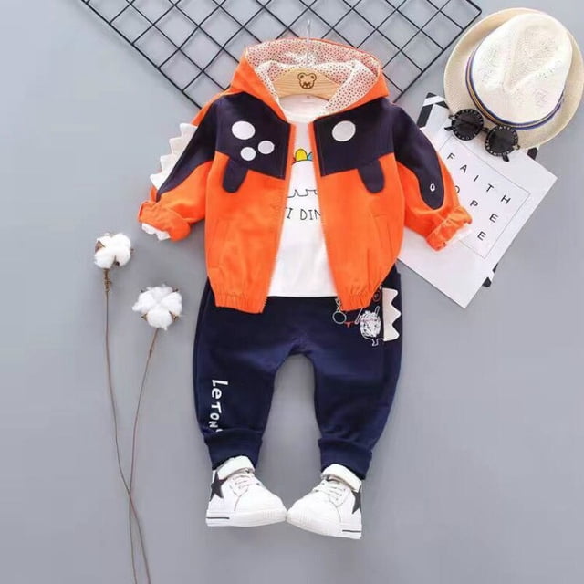 3PCS Baby Boys Conjuntos de ropa Ropa para niños Chaquetas para niñas Abrigo + Niños Camiseta de manga larga + Pantalones deportivos Trajes Pantalones para niños pequeños100-L (85-95 CM) Gao Jinjia LED