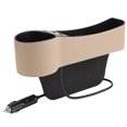 thumbnail image 1 of GOOHOCHY Organizador universal para asiento de coche, con bolsillo lateral para el conductor, cargador USB doble, portavasos y almacenamiento automático (marrón), 1 of 8