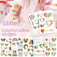 thumbnail image 3 of Pegatinas de tatuajes brillantes con degradado de color para la cara, mariposas arcoíris para niños, pegatinas temporales impermeables para el sudor, 3 of 5