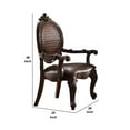 thumbnail image 5 of Kai 26 Inch Solid Wood Carved Armchair, Rolled Arms, Vegan Leather, Cherry - Saltoro Sherpi, 5 of 5