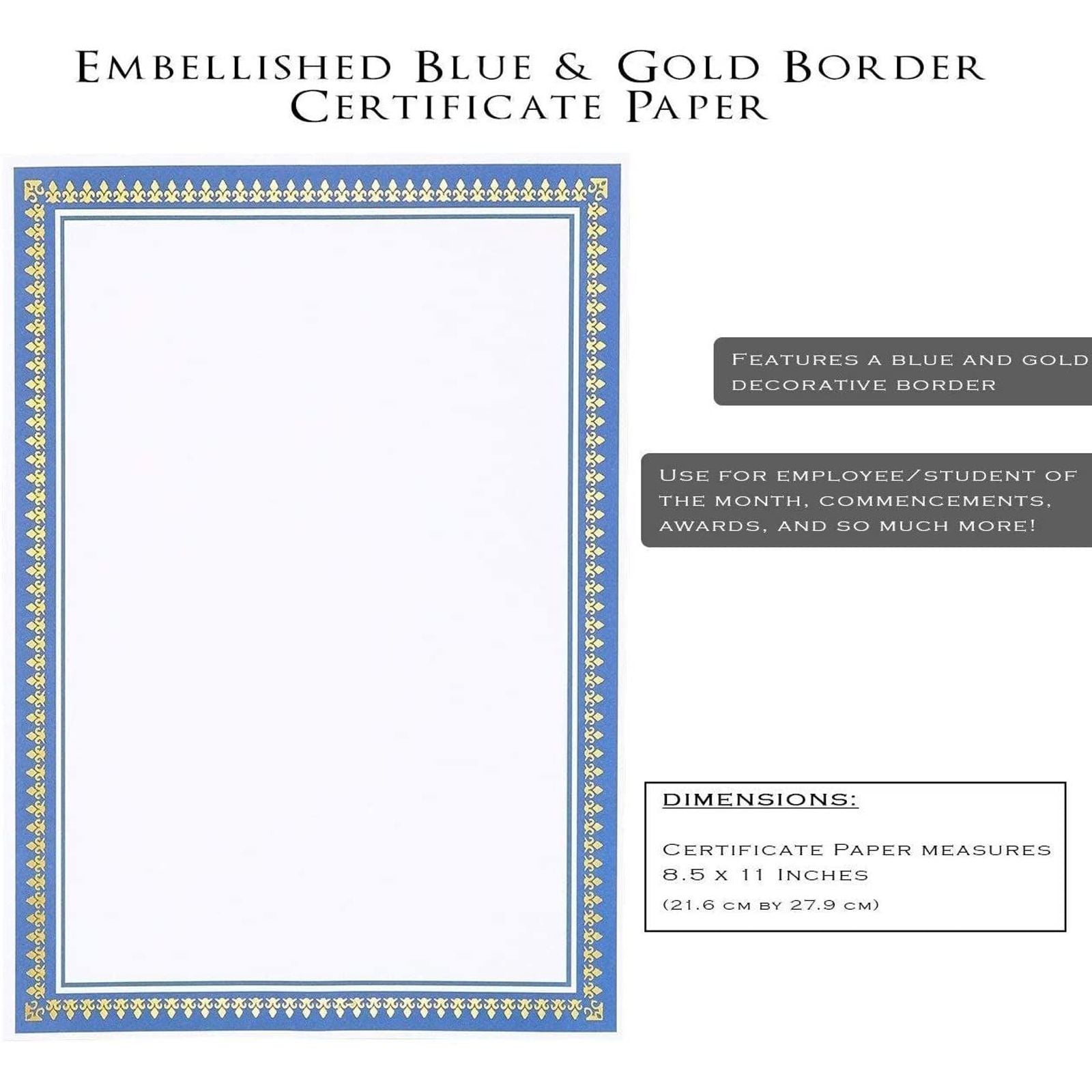 Award Certificates with Gold Seals, 8.5 x 11, Unique Blue with White  Border, 25/Pack - Western Stationers
