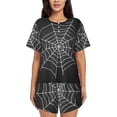 thumbnail image 1 of Xecao A Web With A Spider Pattern Women's Short Sleeve Pajama Set Soft Sleepwear Lounge Set with Button Front Top and Drawstring Shorts with Pockets-X-Large, 1 of 6