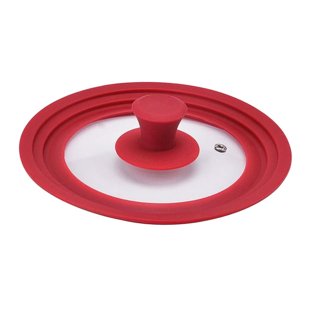 Universal Silicone Glass Lid Cover -Resistant with Steam Hole for Cooking Red_34cm