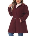 thumbnail image 5 of Agnes Orinda Women's Plus Size Coats Single Breasted Trench Jacket Winter Long Peacoats 1X Burgundy, 5 of 7