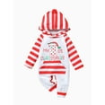 thumbnail image 1 of Seyurigaoka Babies Christmas Romper Letters and Stripe Print Hooded Jumpsuit, 1 of 8