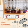 thumbnail image 6 of Pirecart Play Kitchen for Kids, Toddler Wooden Chef Pretend Cooking Playset with Simulated Sound, Sink, Stovetop, Microwave, Washing Machine, Gifts for Age 3+ Boys and Girls, Natural, 6 of 9