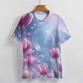 thumbnail image 4 of Tulip T-Shirt O Neck Retro Print Big Size T-Shirts Short Sleeve Tees Womens Pretty Design, 4 of 5