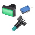 thumbnail image 3 of Botón de juego 49x33 Rectángulo 12V Interruptor de botón iluminado LED con microswitch para juegos de video de arcade Verde 5pcs, 3 of 3