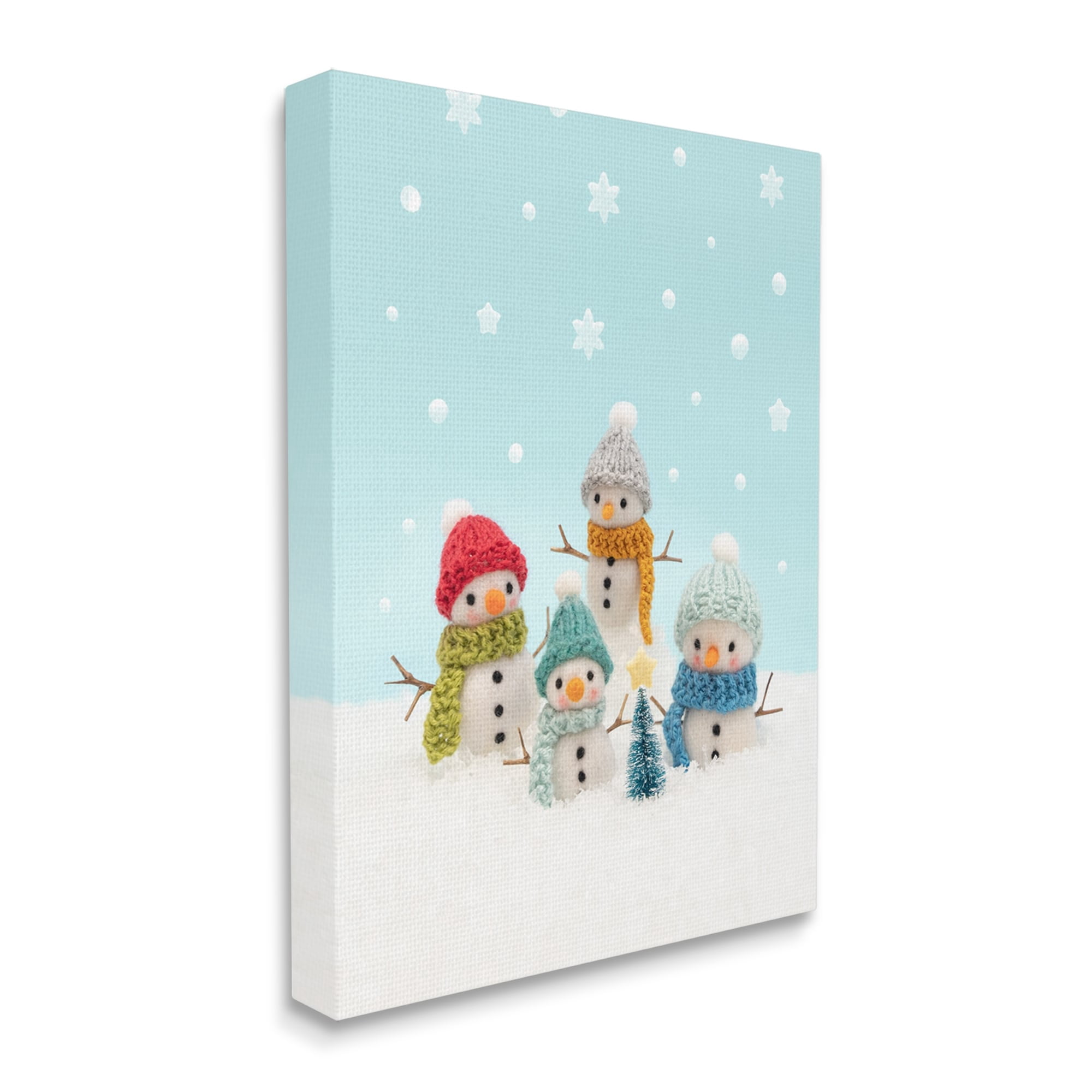 Stupell Industries Winter Snowmen Christmas Tree Holiday Photography Gallery Wrapped Canvas Print Wall Art