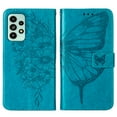 thumbnail image 3 of Dteck for Samsung Galaxy A53 5G 6.5 inch Butterfly & Flower Embossed PU Leather Wallet Phone Case with Hand Strap,Shockproof Slim Fit Magnetic Flip Holder Card Slots Protective Cover,Blue, 3 of 7