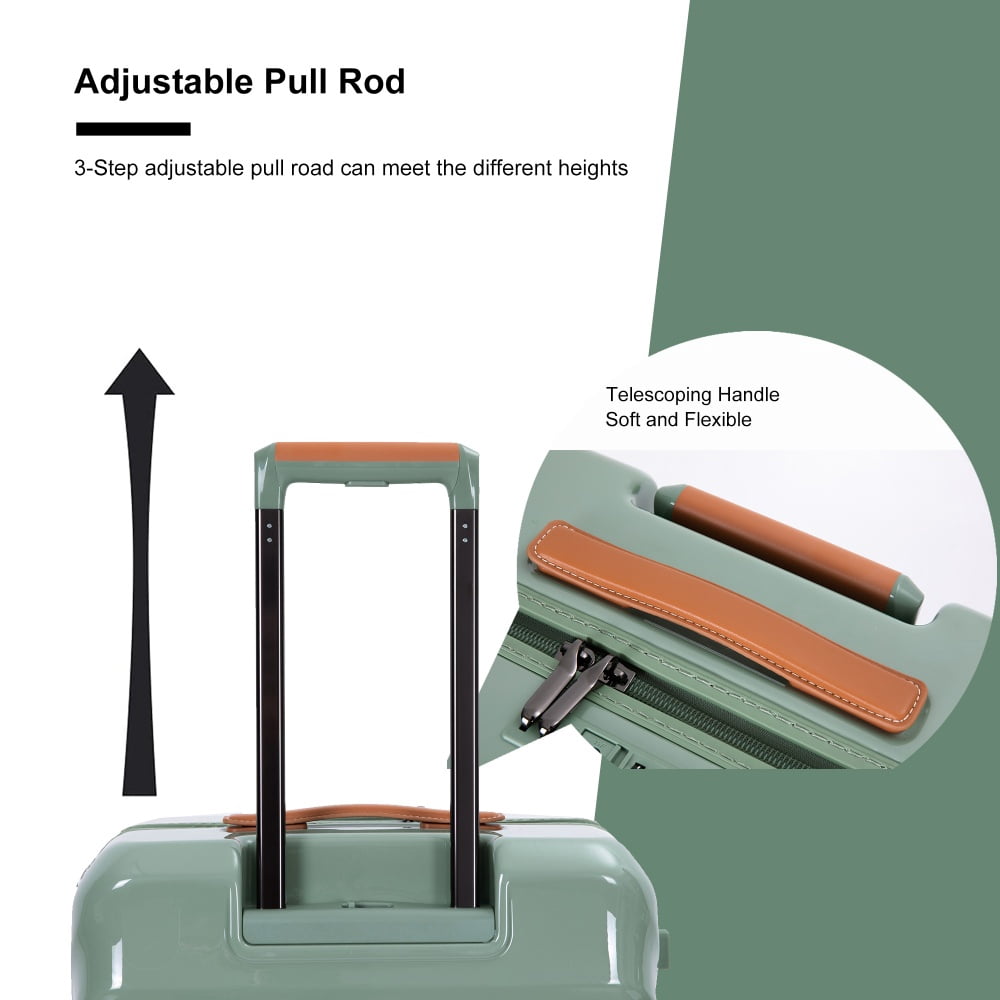 Yougu 20" Carry on Luggage Lightweight Suitcase TSA Lock USB,Green