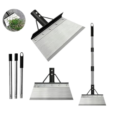 Heavy Duty Garden Flat Shovel for Edging and Weeding, Multifunctional Cleaning Shovel with Adjustable Long Handle, Metal Floor Scraper Tool for Lawn Edging, Scraping, Weed and Ice Removal