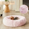 thumbnail image 2 of Cama calmante para perros y gatos WNPETHOME de piel sintética redonda de felpa 20 x 20 x 8 pulgadas rosa claro, 2 of 5