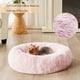 thumbnail image 2 of Cama calmante para perros y gatos WNPETHOME de piel sintética redonda de felpa 20 x 20 x 8 pulgadas rosa claro, 2 of 5