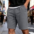 thumbnail image 2 of Besolor Men's Shorts Summer Casual Knee Length Elastic Waisted Drawstring Loose Workout Half Pants with Pockets(Large,Gray), 2 of 7