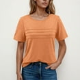thumbnail image 2 of ZQUUVOU Women's Summer Short Sleeve Tops Casual Front Pleated Solid Color Round Neck Top/Shirt Orange, 2 of 7