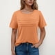 thumbnail image 2 of Camisas de Cuello de Tripulación de Manga Corta para las Mujeres Plisado Mangas de Ruffle, Cuello Redondo Casual Primavera Y Blusa de Verano, 2 of 7