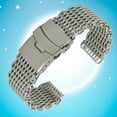 thumbnail image 4 of 20mm Shark Mesh Stainless Steel Watch Band Strap Folding Clasp Watchband (Long Pattern Silver), 4 of 8