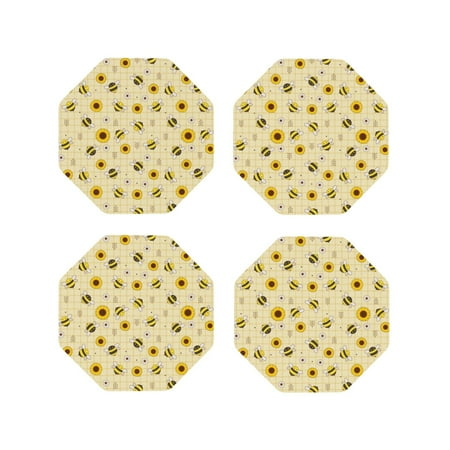 

Tideii Sunflowers Bee for Leather Coasters 4 Pieces Anti-fouling and Anti-scalding Decorative Coasters Suitable for Restaurants Kitchens Coffee Shops-Octagon