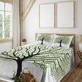 thumbnail image 2 of Ambesonne Tree of Life Fitted & Top Sheet Set with Shams, Nature Living Leaves, Black White Green, 2 of 5