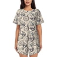 thumbnail image 1 of Fotbe Compass And Mountains In Bicycle Wheels Conjunto de Pijama Estampado para Mujer, 2 Piezas, Ropa de Dormir con Camiseta de Manga Corta y Shorts Suaves-XX-Large, 1 of 6