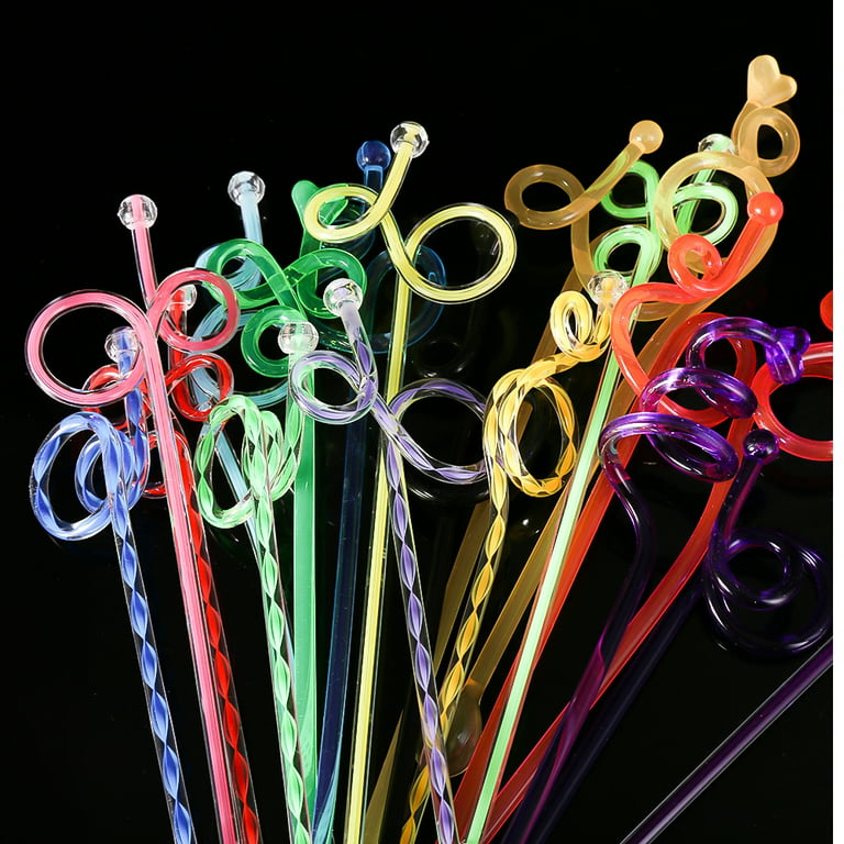 AUEAR, 10 Pack Swizzle Sticks Acrylic Colorful Cocktail Drink Stirrer Clear  Shafts for Bars Cafes Restaurants Home Use