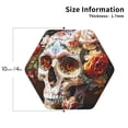 thumbnail image 2 of Honeii Rose Floral Skull Print Leather Coaster Set of 4, Ideal for Safeguarding Your Furniture from Drinks Spills and Effortless Cleanup-Hexagon, 2 of 6
