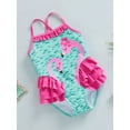 thumbnail image 3 of Miaouyo Toddler Girl´s Summer Jumpsuit Bikini, Flamingo Little Fish Print Sleeveless Ruffle Swimsuit, 3 of 9