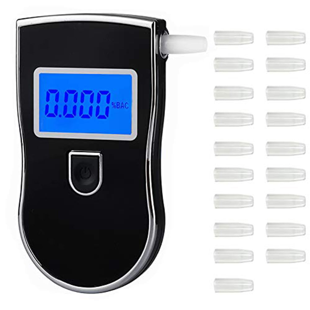 WT-YOGUET Portable Professional Breath Alcohol Meter Police Accurate Semiconductor Sensor Precise Alcohol Tester Digital LCD Screen Display Gauge with Mouthpieces 
